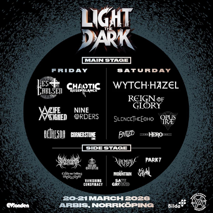Light the dark festival featuring Wytch Hazel, Les Carlsen, The Hero, Reign of Glory, Chaotic Resemblance, 
Opus Irae, Cornerstone and many more!